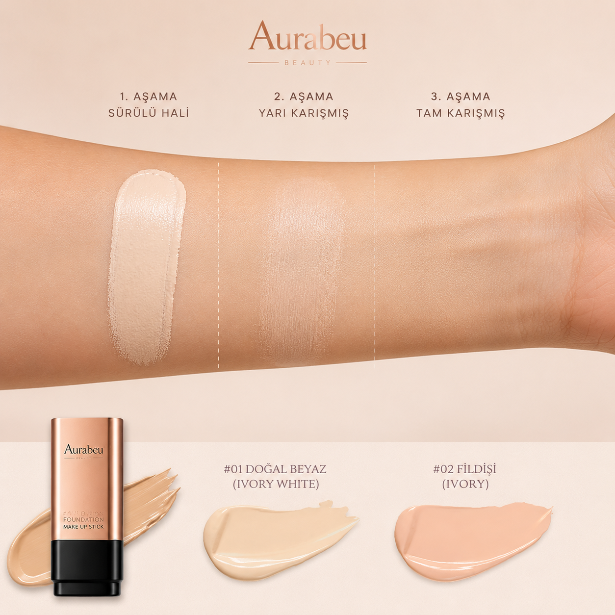 Aurabeu Renk Uyum Stick Fondöten SPF50+
